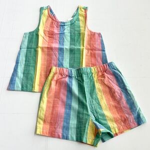 New HANNA ANDERSSON Rainbow Print Cross Back Girls Tank Top & Shorts Set SIZE 8